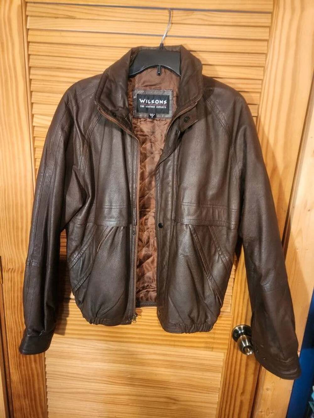 Vintage 80s Wilsons The Leather Experts Brown Leather Bomber Jacket - Men's Smal